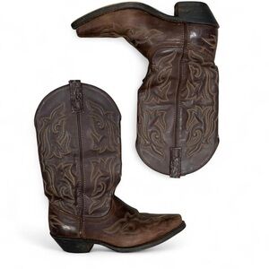 Intricate Brown Laredo Leather Cowboy Boots